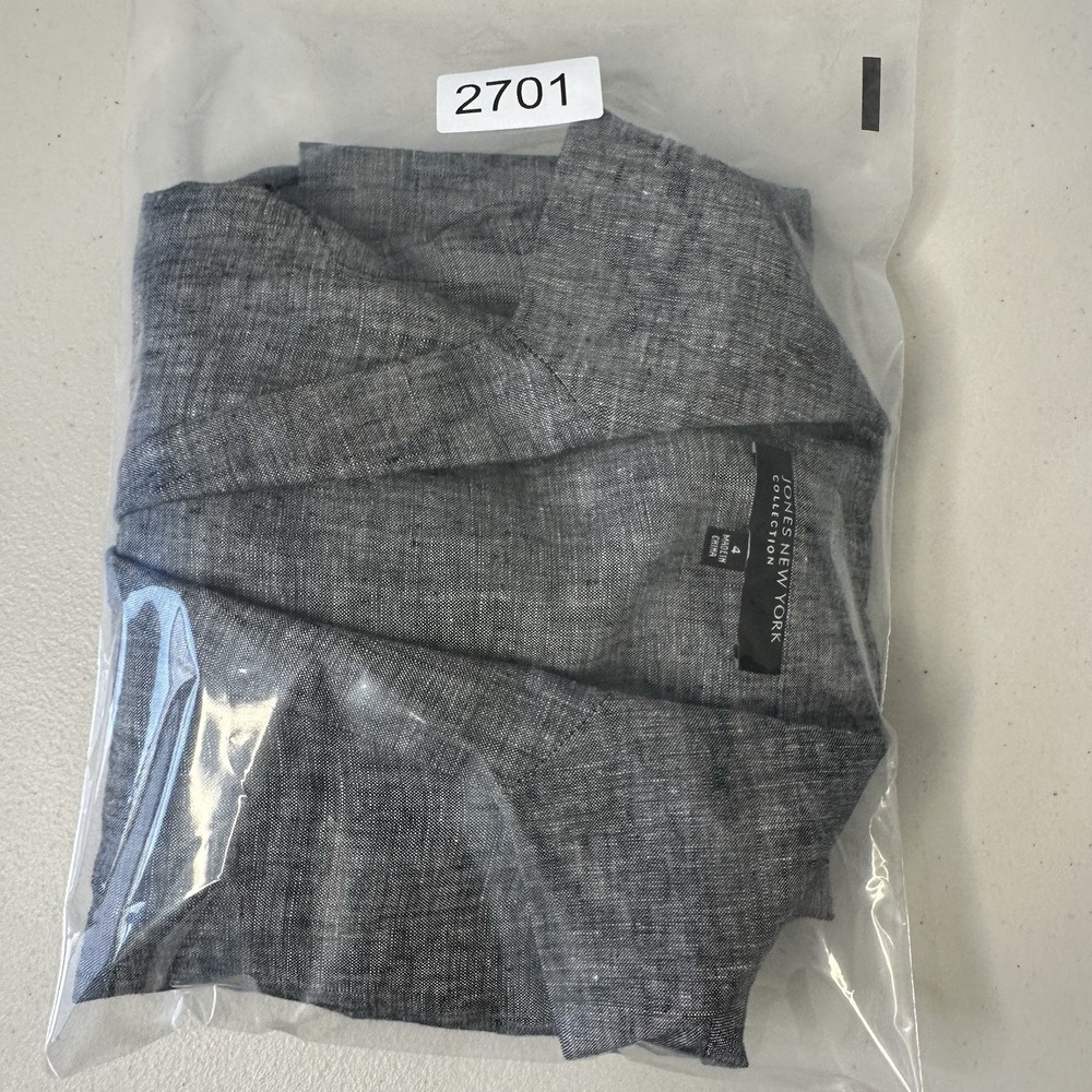 Jones New York Linen Button up Top Size 4 Gray - Picture 9 of 9